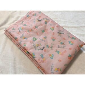 Vintage Pink and blue alphabet school baby blanket